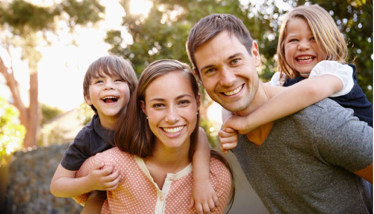 family of four maintain good health with good oral health