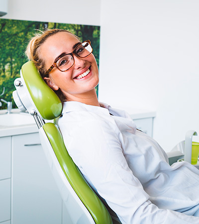 woman in a dental op chair